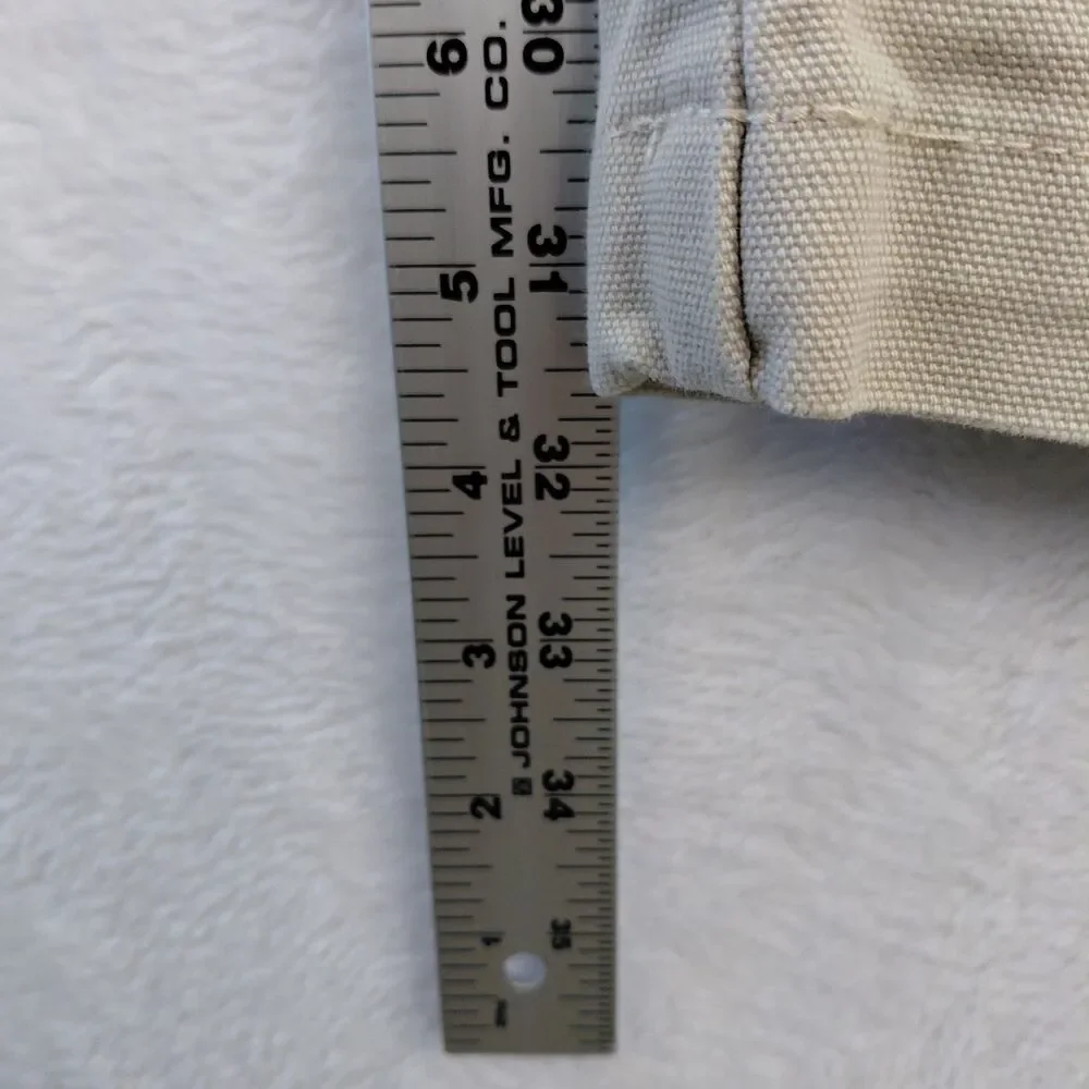Eddie Bauer Ranger Jean Men 34x32 Beige Double Knee Canvas Heavyweight Work Pant